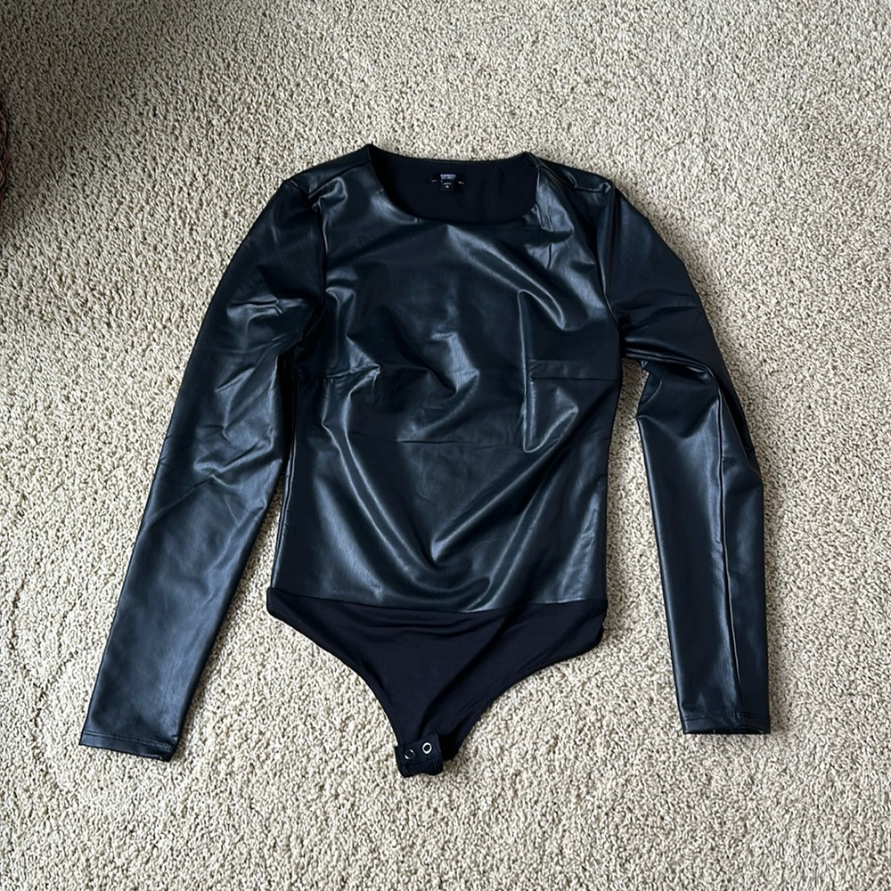 NWOT faux leather contour bodysuit